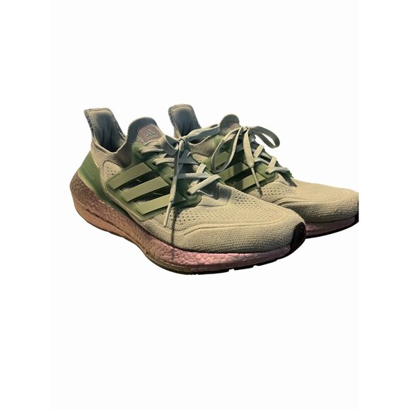 ADIDAS ULTRABOOST 21 RUNNING SHOES-HAZY GREEN-WOMEN'S 9.5 - Picture 3 of 15